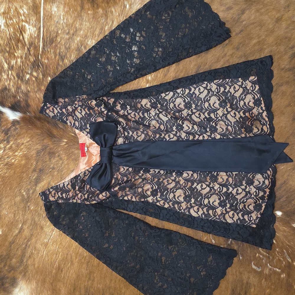 Black Lace Dress with Bow